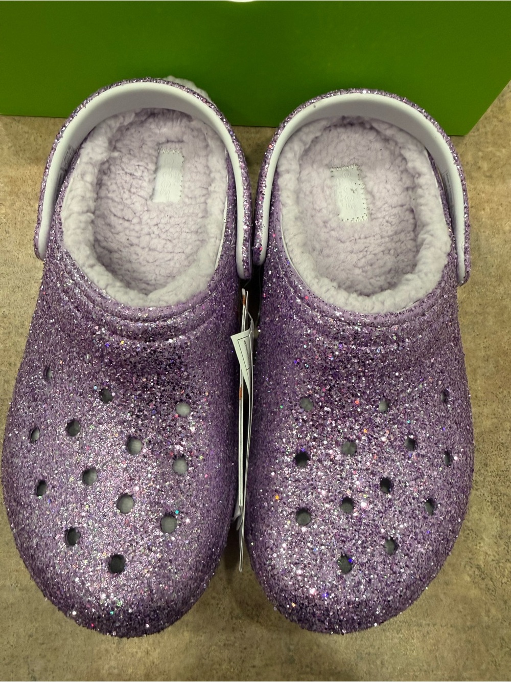 CROCS Kids Purple Glitter Plush-Lined Clogs